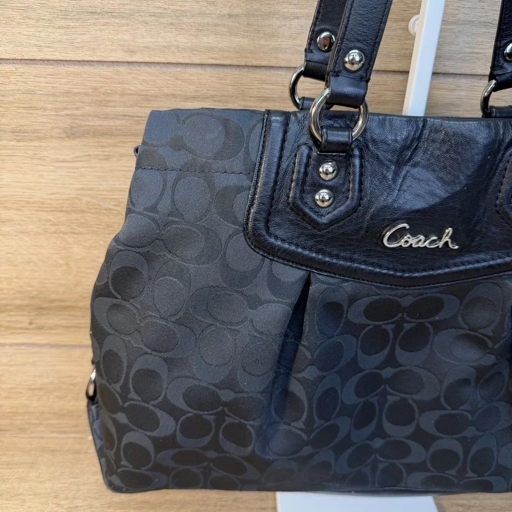 Coach Ashley Satchel Black Monogram Jacquard Leather Bag Y2K Classic F19244